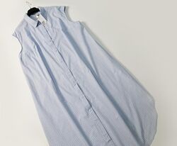 Хлопковое длинное свободное платье-рубашка H&M