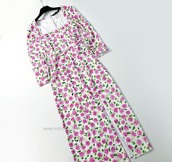 Нежное платье в цветы с разрезом Zara