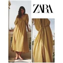 Длинное свободное хлопковое платье Zara
