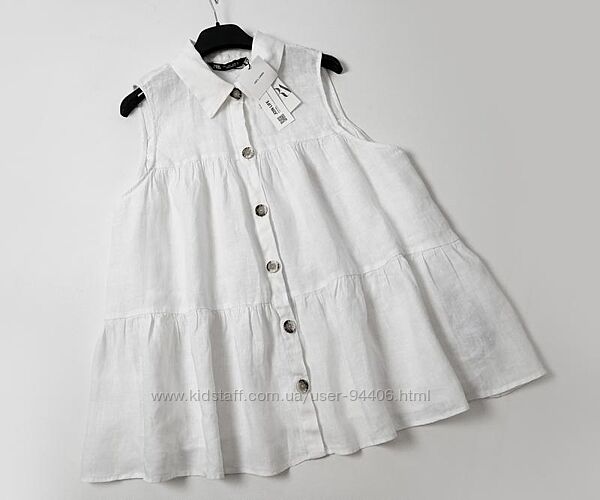 Новая льняная белая свободная блуза Zara