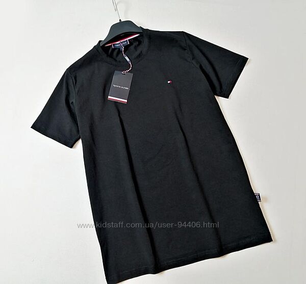 Брендовая черная мужская хлопковая футболка Tommy Hilfiger оригинал