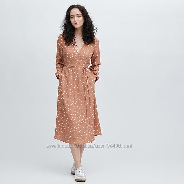 Платье на запах Uniqlo в горох