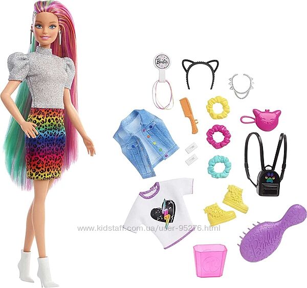 Кукла Барби радужный леопард меняет цвет Barbie Leopard Rainbow Hair