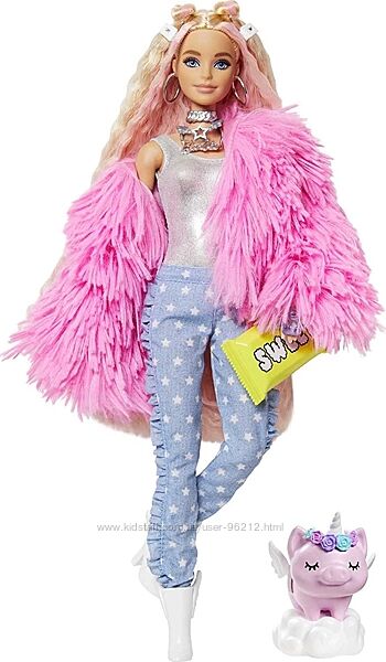Барби Екстра 3 barbie extra в рожевой шубці