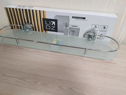 Полочка для ванной стеклянная с ограничителем овальная 5216 см Lidz 