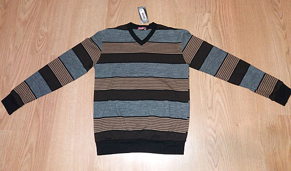 Мужской свитер Salgado полоска коричневый р.48 L