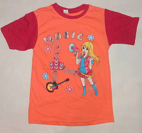 Футболка для девочки MeRa на рост 134 см. Оранжевый