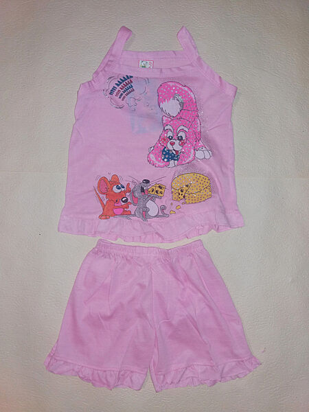 Костюм для девочки майка и шорты D&L на рост 80 см. Розовый