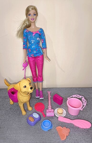 Barbie оригінал набір з собакою-Кукла Барби с собачкой - уход за питомцем