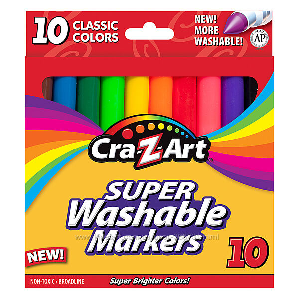 CRA-z-ART Смываемые маркеры 10 шт. Маркеры 10 шт.  Восковые карандаши 24 шт