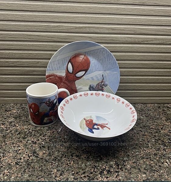 Посуда детская набор Человек паук, 3 предмета