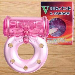 Набор виброкольцо с бабочкой и презерватив Vibrator and condom от Baile