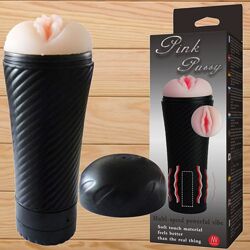 Мастурбатор вагина с вибрацией в колбе Pink Pussy от Baile