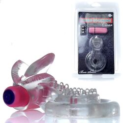 Виброкольцо на член в виде языка прозрачного цвета tongue vibro cock ring