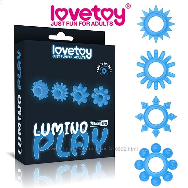 Набор из 4 эрекционных колец Lumino Play penis ring от LoveToy