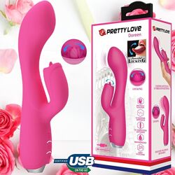 Преміум вібратор із кліторальним язичком на акумуляторі Pretty Love Doreen