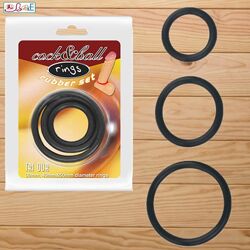 Набор черных эрекционных колец Cock & Ball от Baile