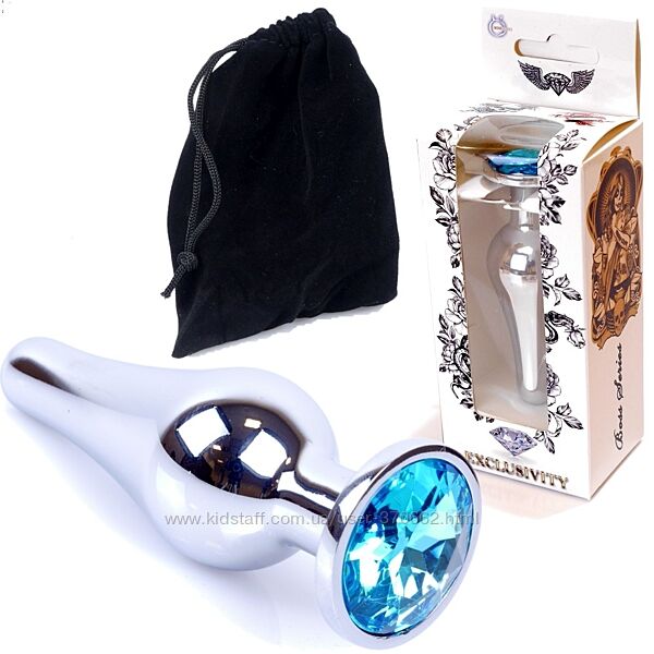 Анальна пробка з блакитним кристалом M Jewellery silver butt light blue