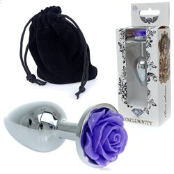 Анальна пробка з фіолетовою трояндою S Jewellery silver plug rose purple