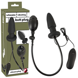 Надувна секс іграшка з грушею і вібрацією Inflatable vibrating butt plug