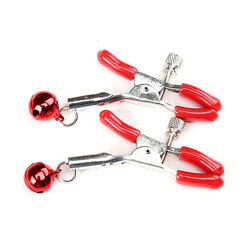 Затискачі на соски з дзвіночками червоні Nipple Clamps with Red Bell