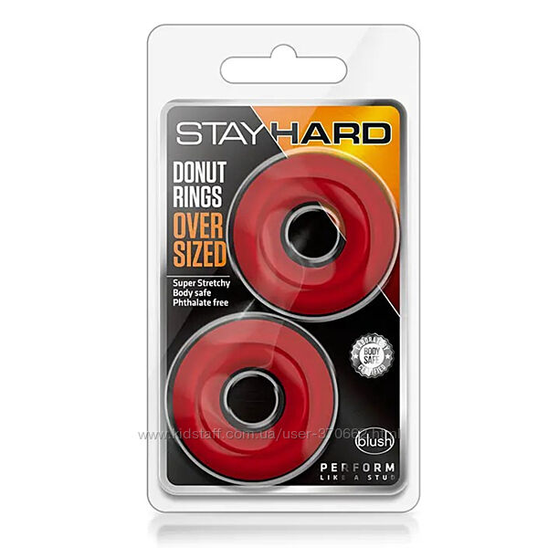 Набір з 2 червоних ерекційних кілець Stay Hard Donut Rings від Blush