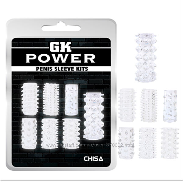 Набір прозорих насадок, що стимулюють, на член GK Power Penis Sleeve Kits