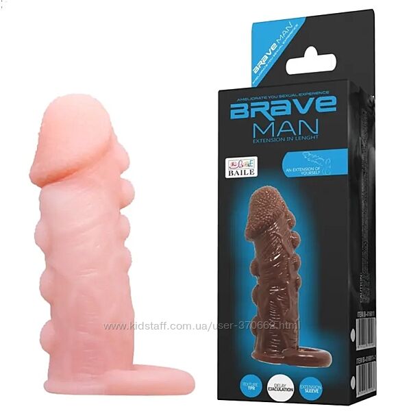 Насадка презерватив з пухирцями та кільцем під мошонку Brave Man Baile