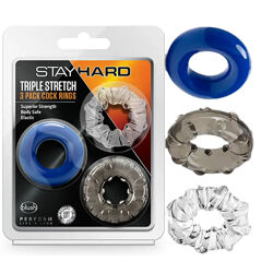 Набір з 3 різних эрекционных кілець Stay Hard Triple Stretch 3pk Cock Rings