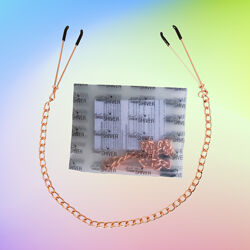 Золоті затискачі на соски з ланцюгом Magic Shiver nipple clip with chain