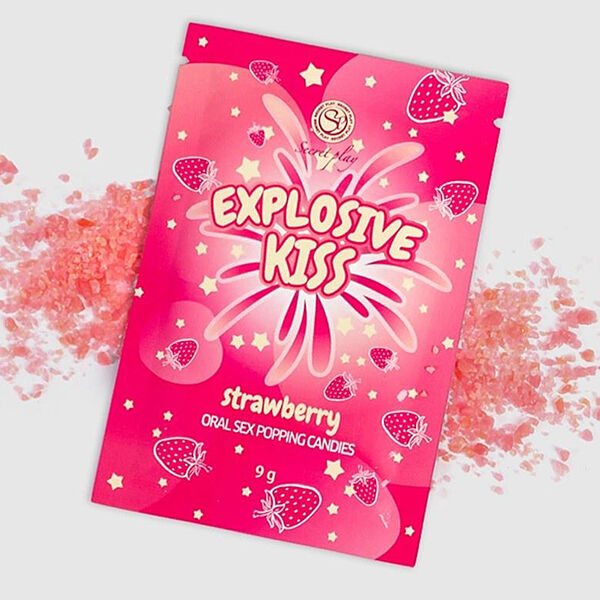 Стріляючі цукерки для орального сексу полуниця Explosive Kiss Strawberry
