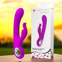 Вібратор перезаряджаємий з кліторальним відростком зайчик Hot Rabbit