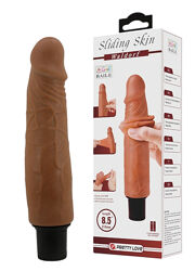 Вібратор реалістичний двошаровий коричневий Pretty Love Sliding Skin Waldor