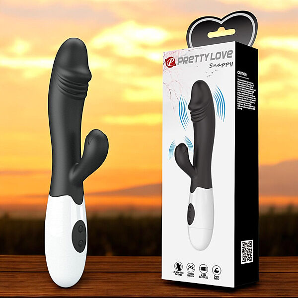 Вібратор із кліторальним відростком чорний Pretty Love Snappy LyBaile