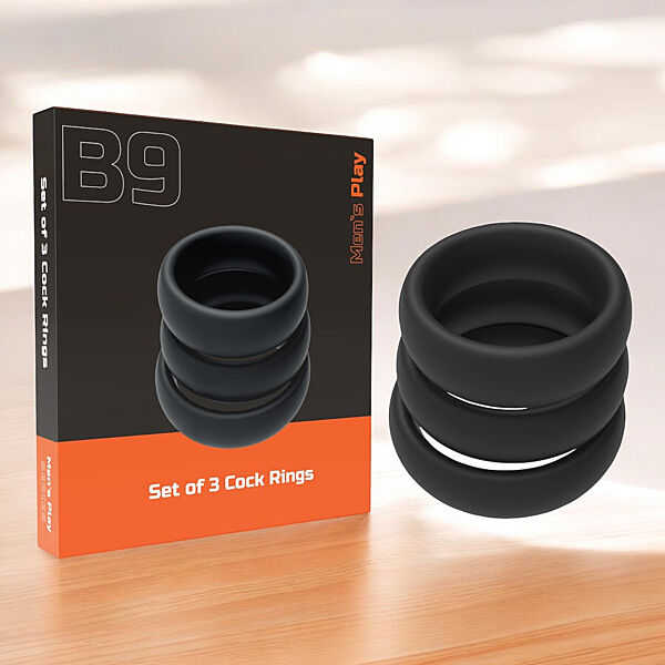 Набір із 3 чорних силіконових ерекційних кілець Men´s play b9 Erospace