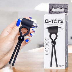 Ерекційна петля з вібрацією з чорного силікону A-Toys Lasso Ect Toyfa