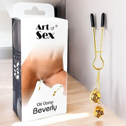 Золотий затискач для клітора з бубонцями Beverly clit clamp Art of Sex
