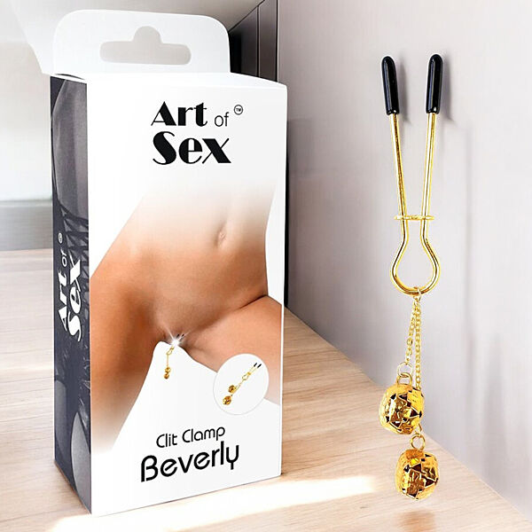 Золотий затискач для клітора з бубонцями Beverly clit clamp Art of Sex