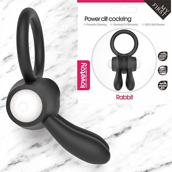 Чорне віброкільце кролик для стимуляції клітора та посиленої ерекції
