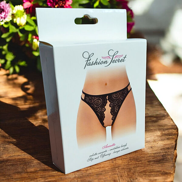 Трусики з доступом Fashion Secret чорні мереживні для інтимних ігор