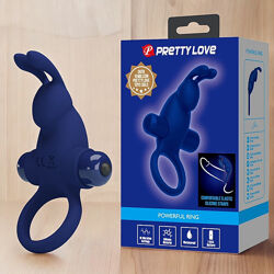 Віброкільце ерекційне з вушками для стимуляції клітора Powerful Ring Blue
