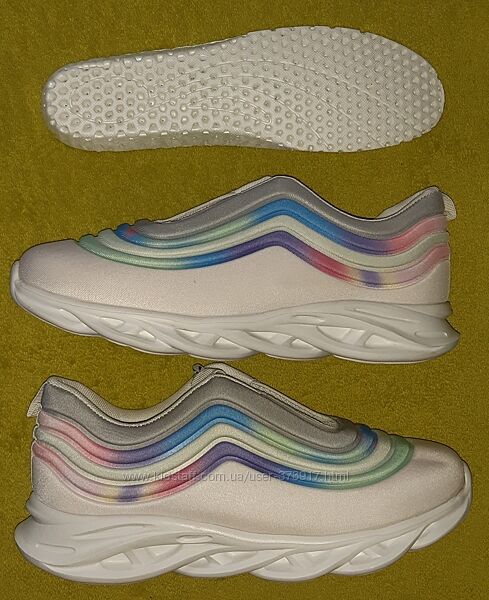 Новые белые лёгкие кроссовки, р.42,43 , пенка, разноцветные 