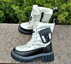 Зимові черевики р-р 32-37 чорно білі фірма gfb канарейка