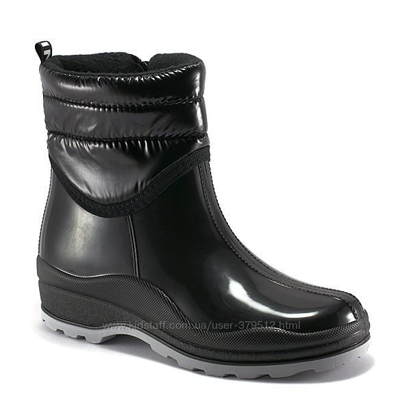 Резиновые сапоги женские, черные, утепленные.