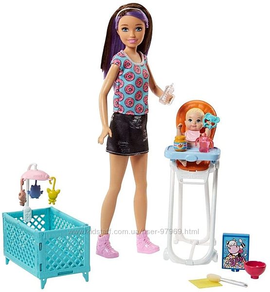 Набор Кукла Барби няня Barbie Babysitting with Color-Change Baby Doll 