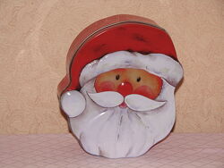 Металічна подарункова коробка, шкатулка Новорічна Дід Мороз 19 х 15 х 7 см