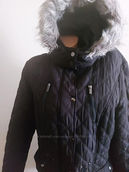 Стеганное пальто с капюшоном, размер 50