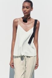 Топ з v-подібним вирізом і тонкими бретельками zara