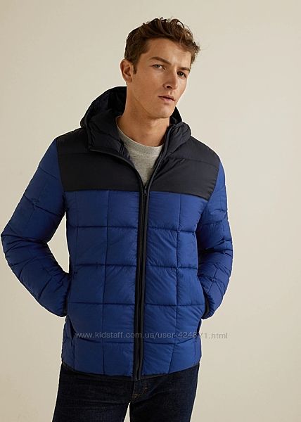 мужская синяя демисезонная куртка с капюшоном xl-xxl mango