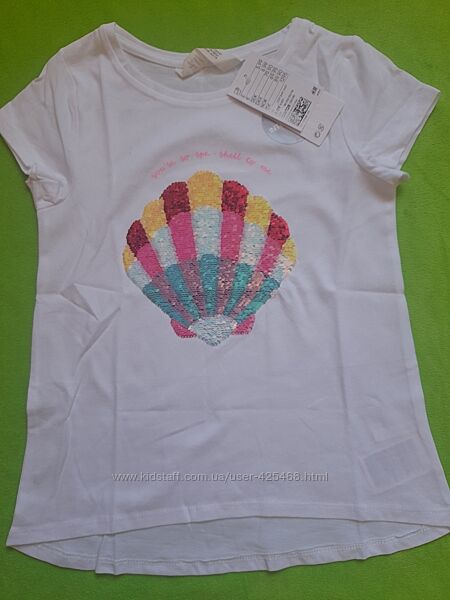 Нарядна футболка для дівчинки з пайєтками-перевертаються H&M, 6-8 років